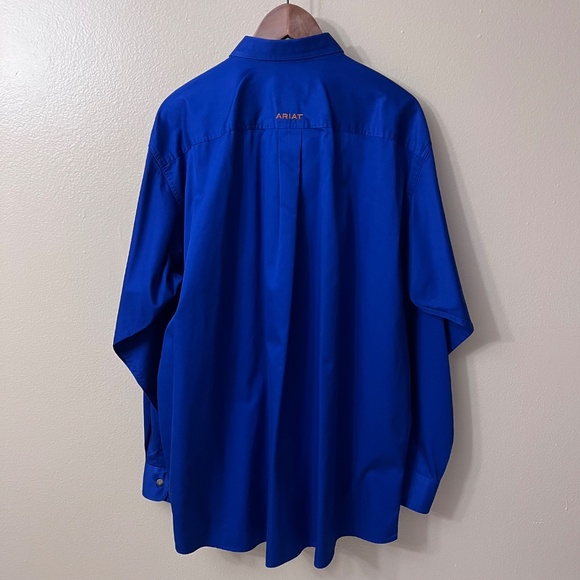 ARIAT Solid Twill Fitted Long Sleeve Shirt Button down Men’s Blue Size 2XL - Picture 3 of 13